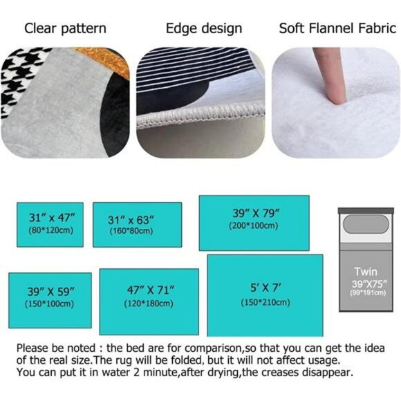 Sun and Moon Boho Celestial Area Rug 47x31 Non Slip Dorm Bedroom Floor Mat - Picture 2 of 7